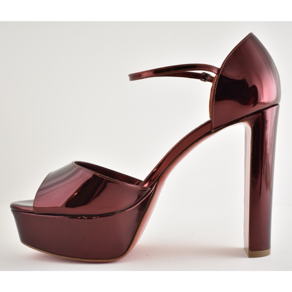 Christian Louboutin Sandaloo 130 Palio Red Platform Block Heel Sandal Pump 40 - Picture 11 of 16